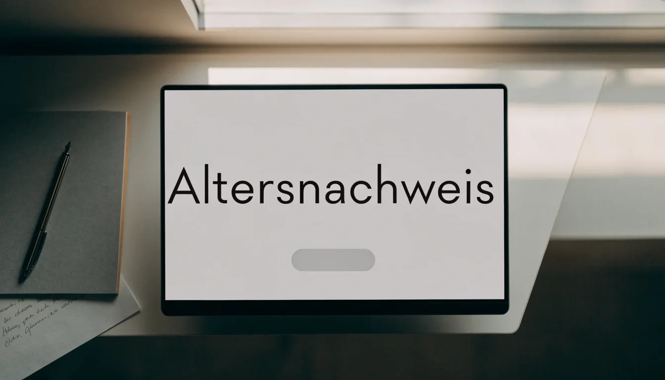 Ein leerer Schreibtisch mit Füllfeder und geschlossenem Ordner im Morgenlicht, daneben ein Fenster mit Blick auf Dächer.
