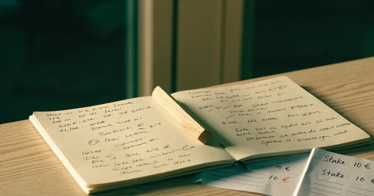 Ein Notizbuch mit handschriftlichen Stichpunkten und kleinen Skizzen liegt neben einem Bleistift auf einem hellen Tisch, Tageslicht von der Seite.